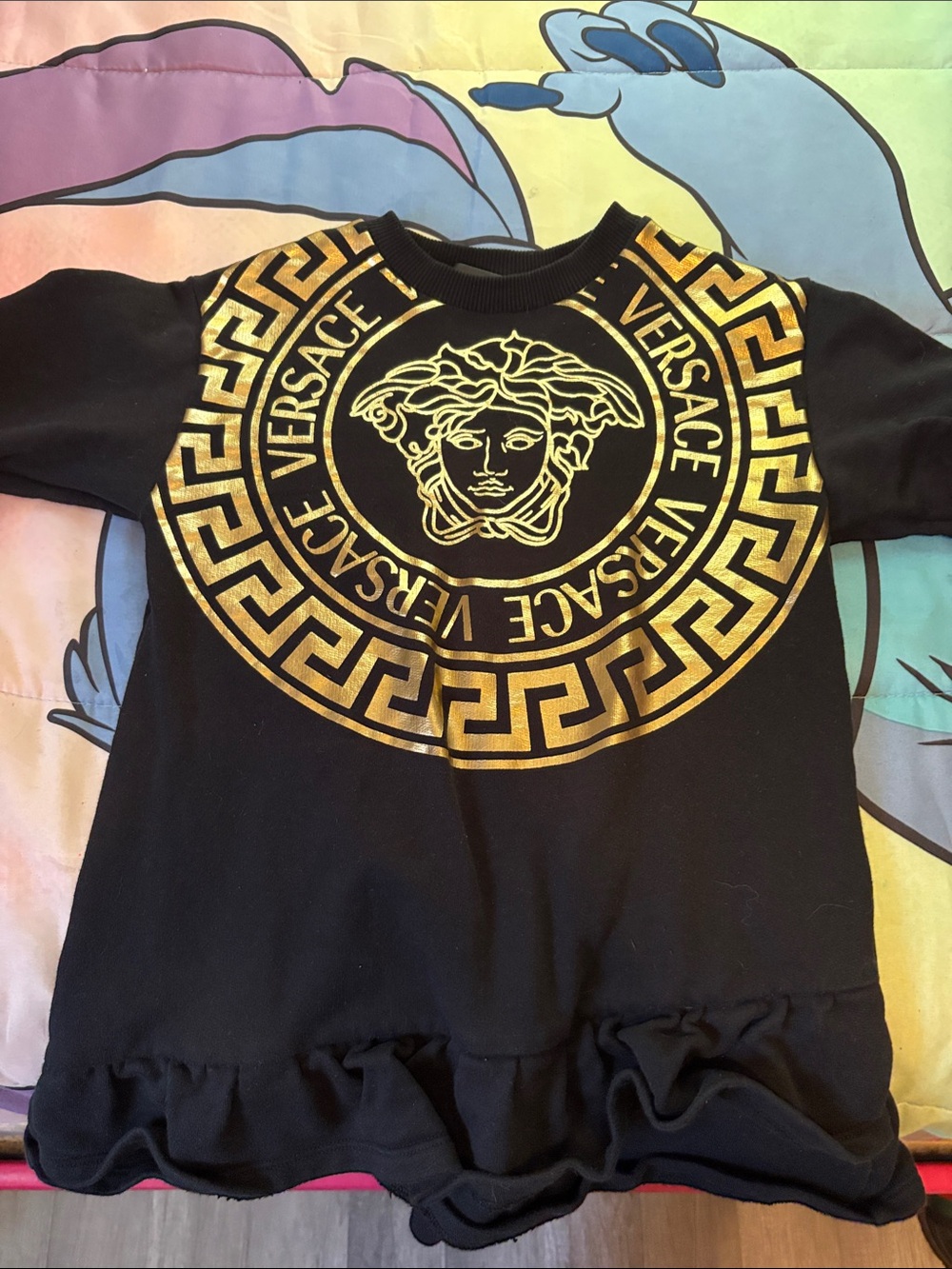 Versace Kids Black Top with Gold Medusa Logo